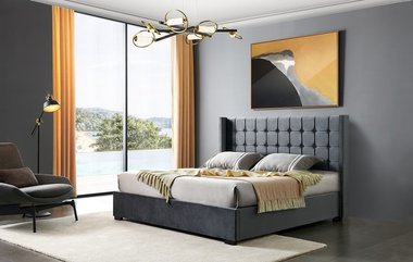 Кровать с подъемным механизмом Vivien 180x200 серого цвета