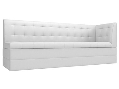 Кухонный прямой диван Бриз белого цвета (экокожа)