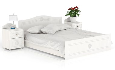 Кровать с двумя тумбами Онега 160х200 белого цвета
