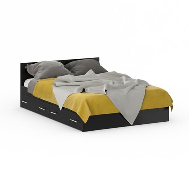 Кровать с ящиками Стандарт 140х200 черно-коричневого цвета