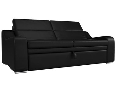 Прямой диван-кровать Медиус черного цвета (экокожа)
