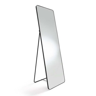 Зеркало напольное на подставке с отделкой металлом Iodus черного цвета