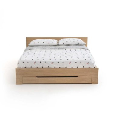 Кровать с каркасом для матраса и выдвижным ящиком Crawley 140х190 бежевого цвета