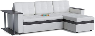 Угловой диван-кровать Атланта классик белого цвета (экокожа)