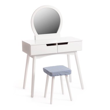 Туалетный столик с зеркалом и табуретом Fabron белого цвета