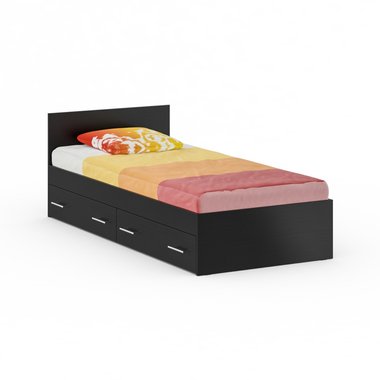 Кровать с ящиками Стандарт 90х200 черно-коричневого цвета