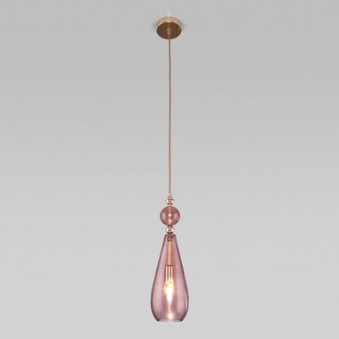 Подвесной светильник со стеклянным плафоном розового цвета