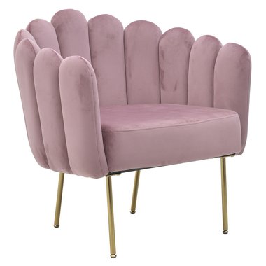 Кресло розового цвета на металлических ножках 