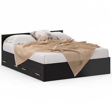 Кровать с ящиками Стандарт 160х200 черно-коричневого цвета