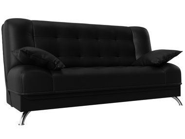 Прямой диван-кровать Анна черного цвета (экокожа)