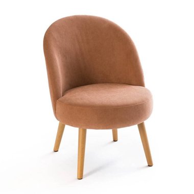 Кресло велюровое в рубчик Lenou розового цвета