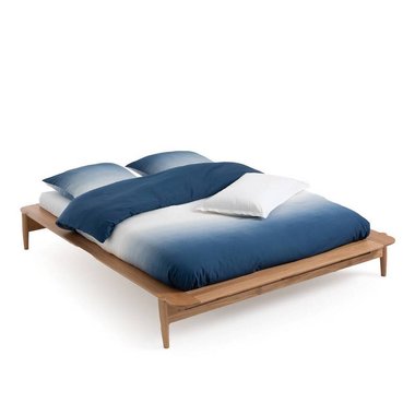 Кровать из массива дуба с кроватным основанием Jucca 140х190 бежевого цвета