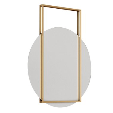 Дизайнерское настенное зеркало Terraform в металлической раме золотого цвета 