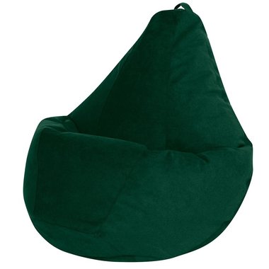 Кресло-мешок Груша 2XL в обивке из велюра темно-зеленого цвета