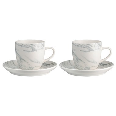 Набор из двух чайных пар Marble бело-серого цвета