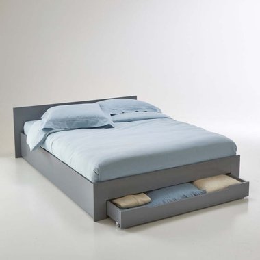 Кровать с кроватным основанием и ящиком Crawley 160х200 серого цвета