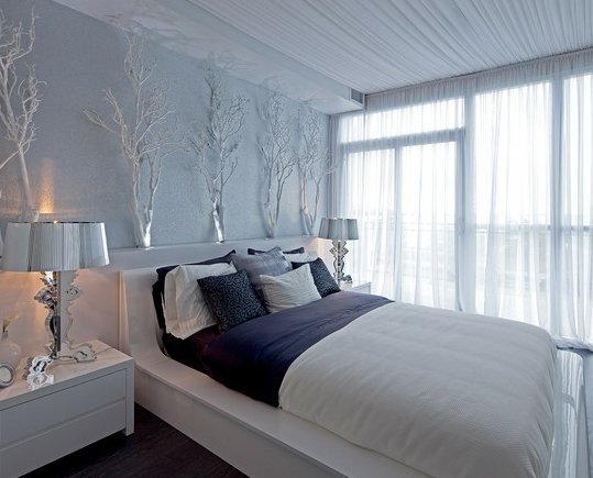 Фотография: Спальня в стиле Современный, Декор интерьера, Декор дома, Цвет в интерьере, Обои – фото на INMYROOM