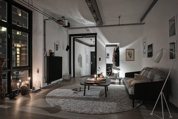 Фотография: Гостиная в стиле Лофт, Декор интерьера, Швеция, Белый, Черный, Стокгольм, 2 комнаты, 40-60 метров – фото на INMYROOM