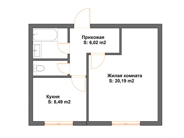 Фотография: Планировки в стиле , Перепланировка, Дарья Дубкова, П-30, обустройство однокомнатной квартиры в П-30, дизайн типовой однушки – фото на INMYROOM