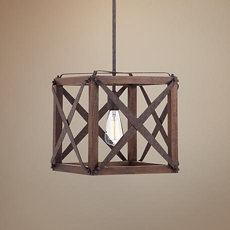 Oaklyn 13"W Industrial Rust Square Entry Pendant Light