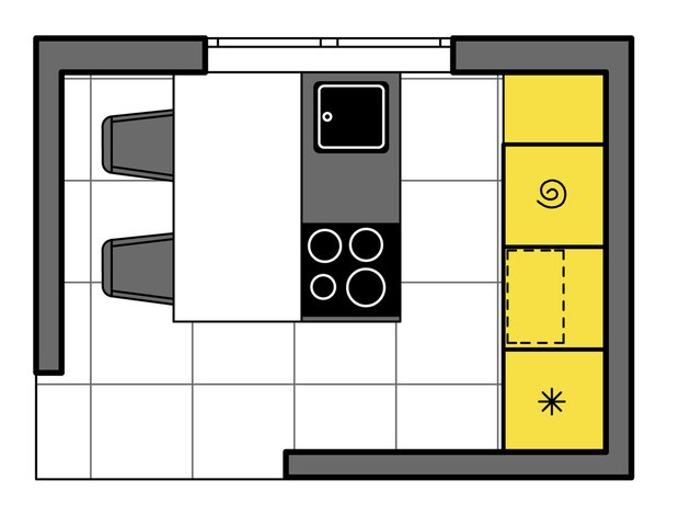 Фотография: Планировки в стиле , Кухня и столовая, Интерьер комнат, Перепланировка, kuhnya-8-kv-metrov, П-111М, И-79-99, П44т – фото на INMYROOM