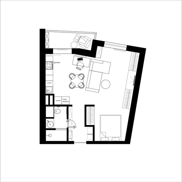 Пример квартиры с неправильной геометрией