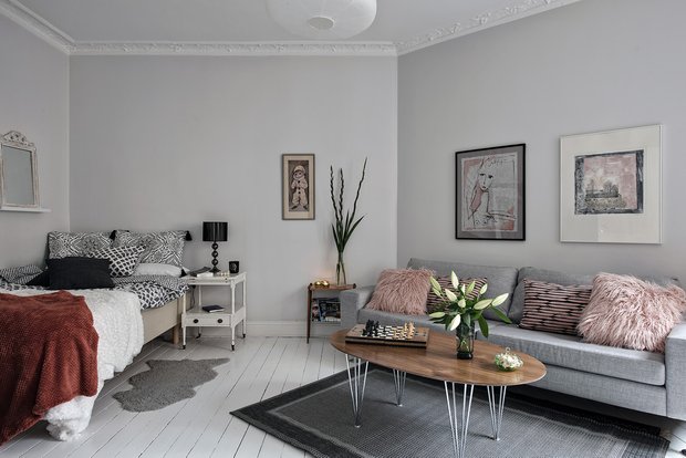 Фотография: Гостиная в стиле Скандинавский, Декор интерьера, Квартира, Швеция, 1 комната, до 40 метров – фото на INMYROOM