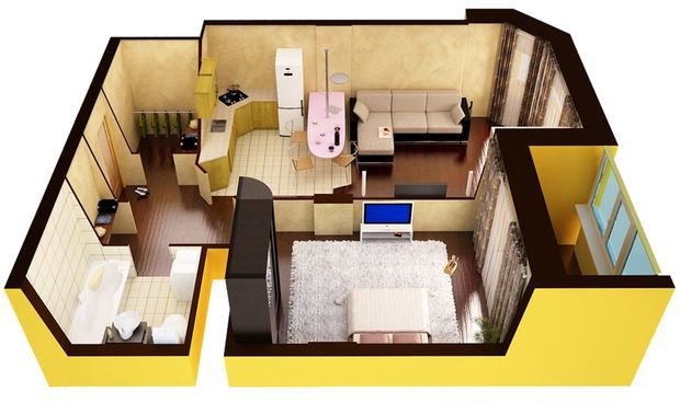 Фотография: Планировки в стиле , Малогабаритная квартира, Квартира, Студия, Хрущевка – фото на INMYROOM