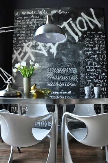 Фотография: Кухня и столовая в стиле Современный, Квартира, Цвет в интерьере, Дома и квартиры, IKEA, Лондон, Черный, Поп-арт – фото на INMYROOM