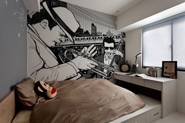 Фотография: Спальня в стиле Современный, Квартира, Дома и квартиры, Поп-арт – фото на INMYROOM
