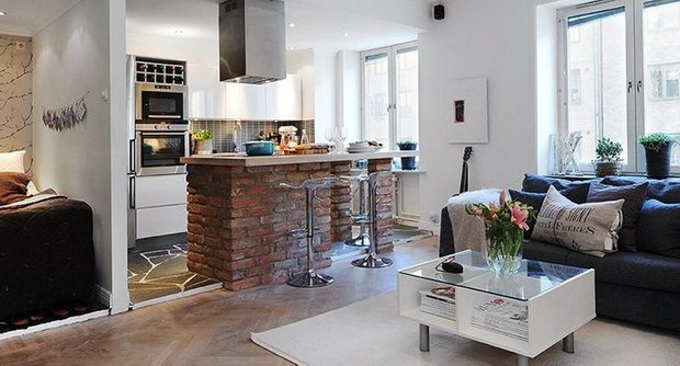 Фотография: Кухня и столовая в стиле Скандинавский, Интерьер комнат, Барная стойка – фото на INMYROOM