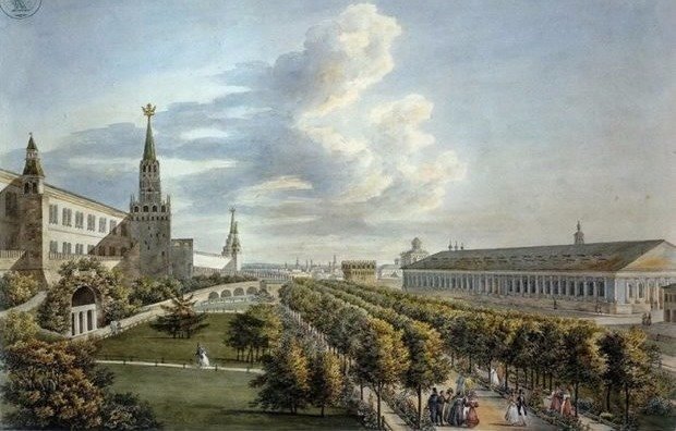 Огюст-Антуан Кадоль. Манеж и Кремлевский сад. 1823–1824 годы
