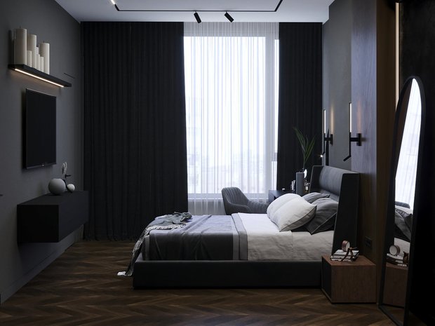 Не стоит бояться черного цвета в спальне: 6 красивых доказательств