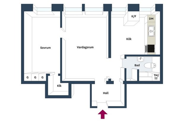 Фотография: Планировки в стиле , Малогабаритная квартира, Квартира, Дома и квартиры – фото на INMYROOM