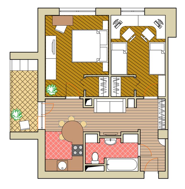Фотография: Планировки в стиле , Квартира, Дома и квартиры, Перепланировка, II-67 – фото на INMYROOM