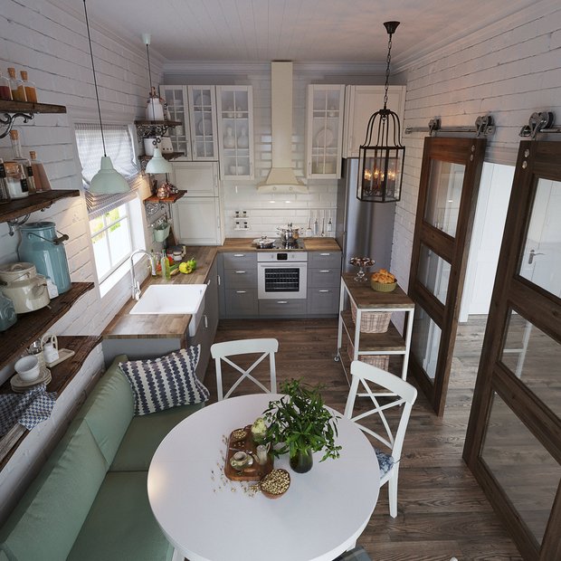 Фотография: Кухня и столовая в стиле Прованс и Кантри, Гид, напольное покрытие, ламинат – фото на INMYROOM