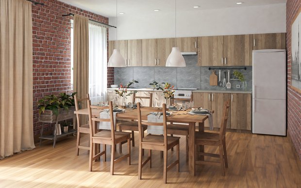 Фотография: Кухня и столовая в стиле Лофт, Гид, напольное покрытие, ламинат – фото на INMYROOM