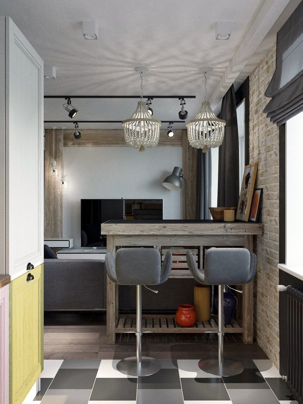 Фотография: Кухня и столовая в стиле Лофт, Перепланировка – фото на INMYROOM