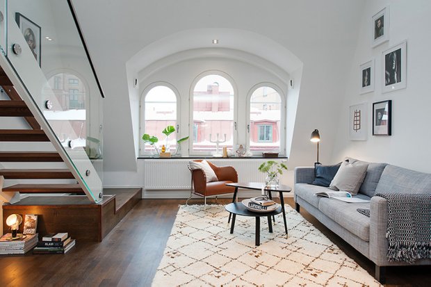 Фотография: Гостиная в стиле Скандинавский, Квартира, Дома и квартиры, Стокгольм – фото на INMYROOM
