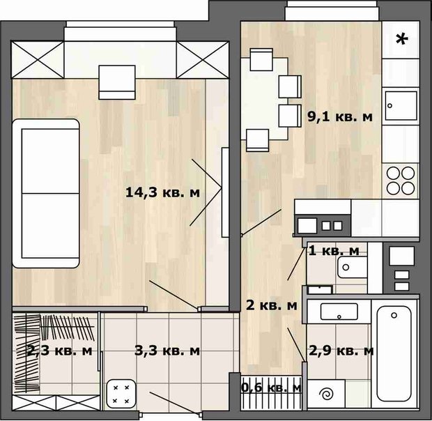 Фотография: Планировки в стиле , Малогабаритная квартира, Перепланировка, перепланировка однушки, Анастасия Киселева, планировка одномнатной квартиры в доме серии П-3М, П-3М – фото на INMYROOM
