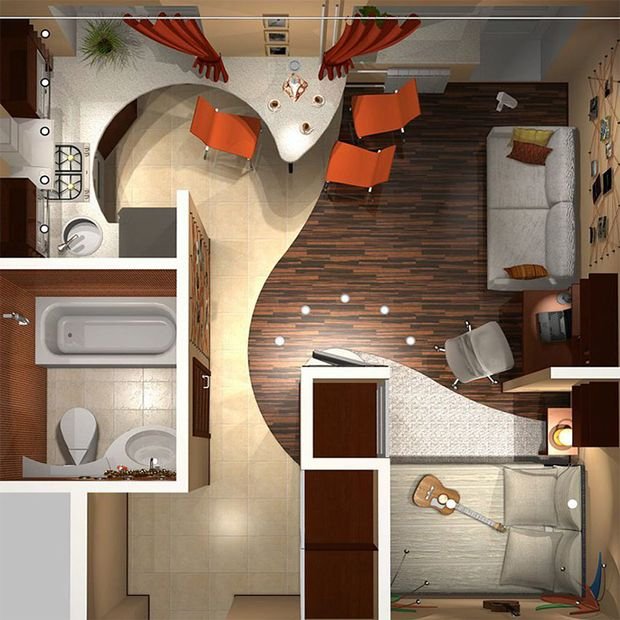 Фотография: Планировки в стиле , Малогабаритная квартира, Квартира, Студия, Хрущевка – фото на INMYROOM