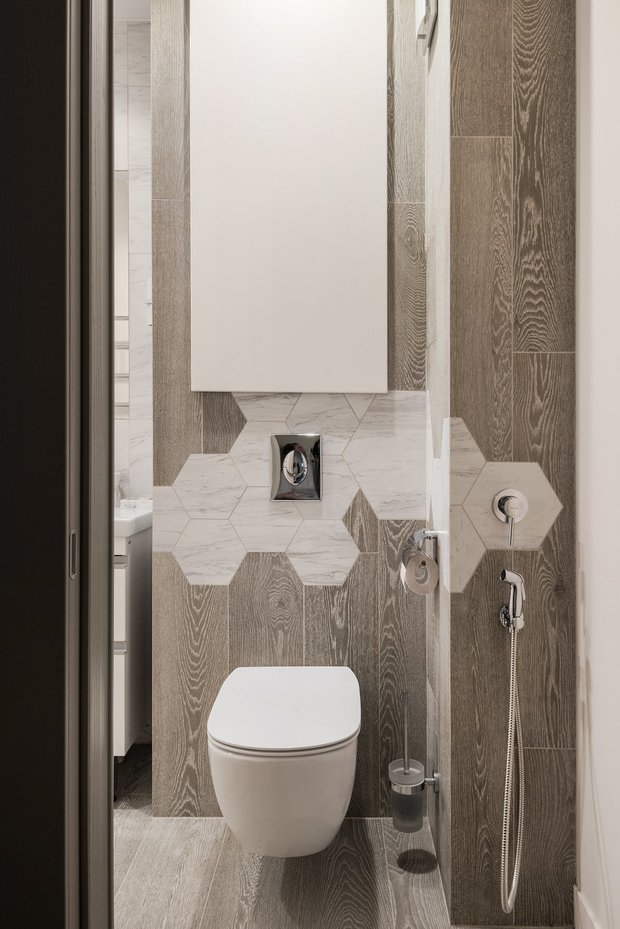 Фотография: Ванная в стиле Современный, Советы, Гид, отделка стен в ванной, интересная плитка в ванной, плитка в ванной – фото на INMYROOM