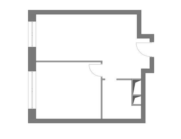 Обмерный план однокомнатной квартиры в ЖК «Символ» (38,6 кв. м)