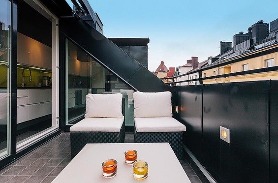 Фотография: Балкон в стиле Современный, Декор интерьера, Квартира, Дома и квартиры, Пентхаус, Стокгольм, Мансарда – фото на INMYROOM
