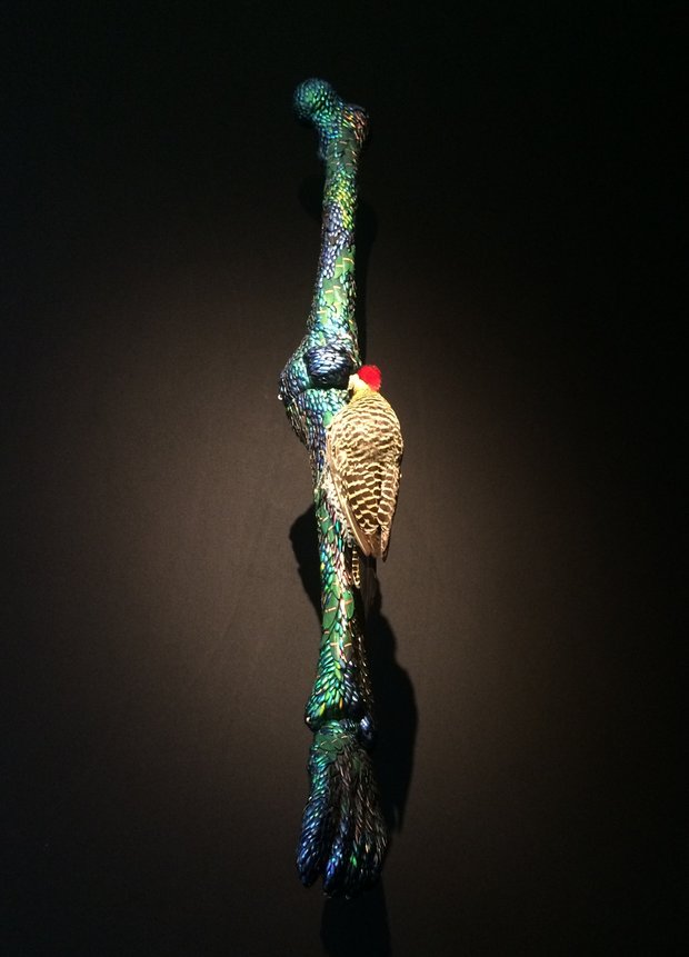 Ян Фабр использовал изумрудные сверкающие крылышки металлических жуков-короедов для создания своих шокирующих объектов