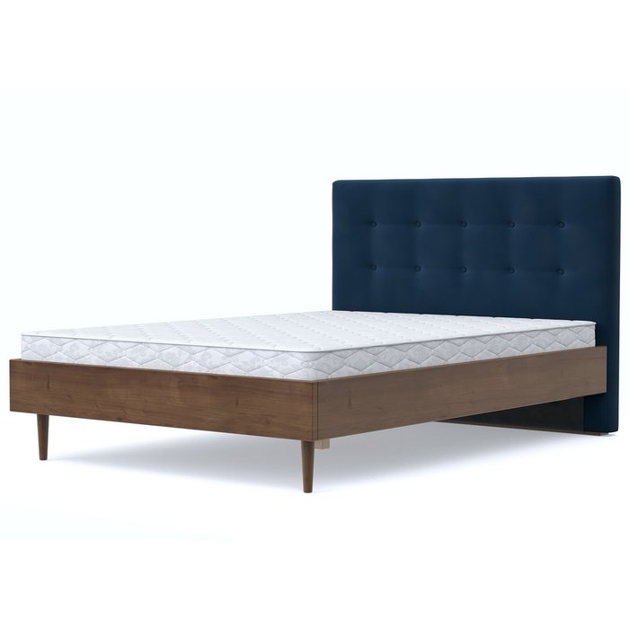 Кровать Альмена 140x200 коричнево-синего цвета - лучшие Кровати для спальни в INMYROOM