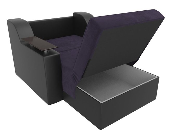 Кресло-кровать Сенатор черно-фиолетового цвета (ткань\экокожа)