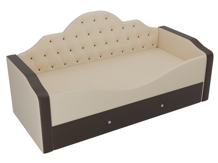 Детская кровать Скаут 72х160 коричнево-бежевого цвета (экокожа)