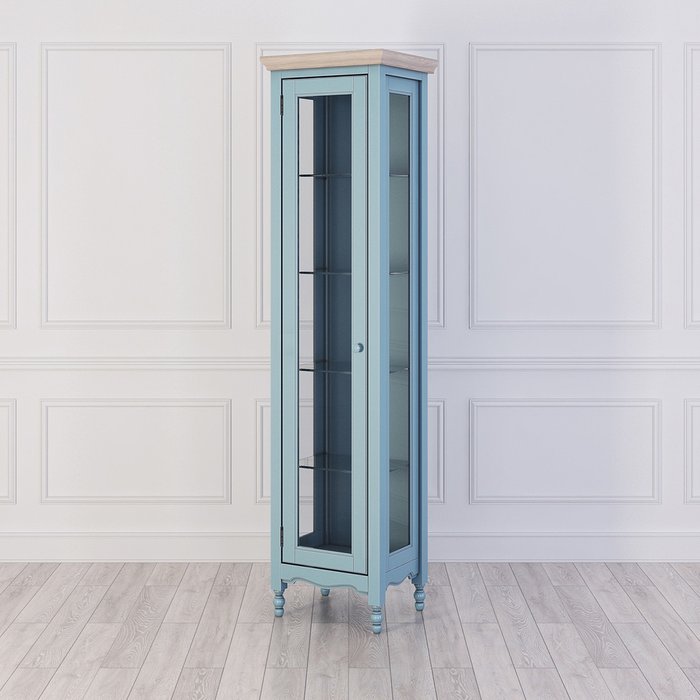 Витрина Leblanc R правая голубого цвета  - купить Шкафы витринные по цене 82500.0