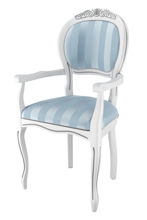 Стул-кресло деревянный Дезире бело-голубого цвета